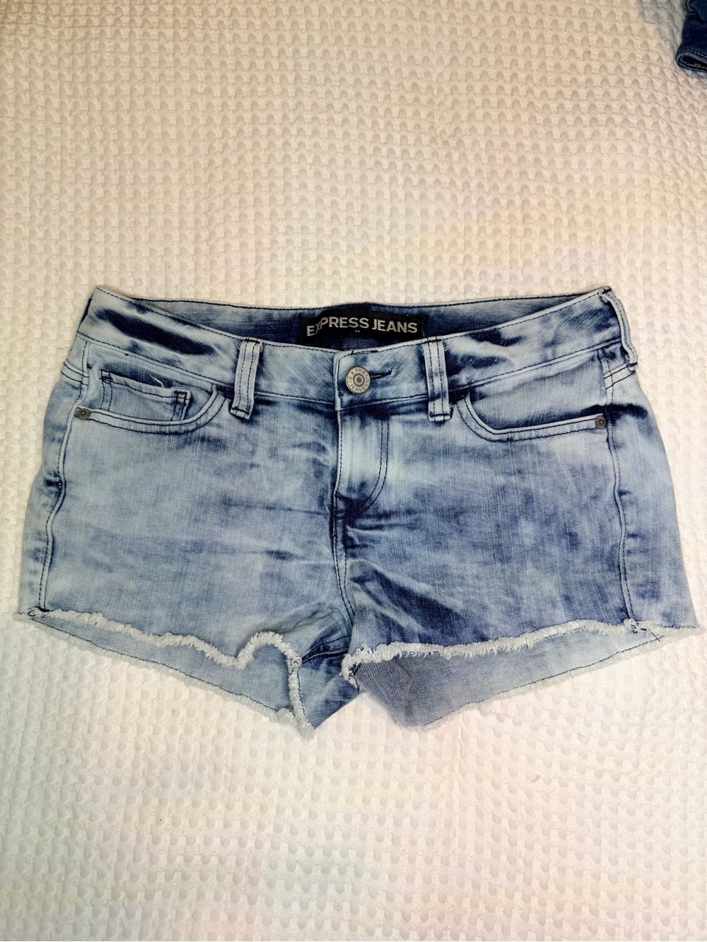 Express Light Wash Denim Cutoff Shorts